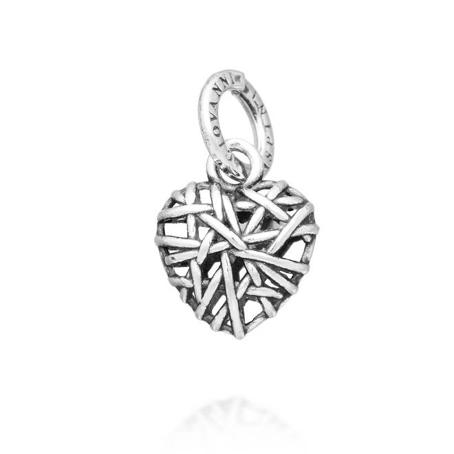 Charm Donna Giovanni Raspini Argento 925 Cuore Intrecci Realizzato A Mano 11615