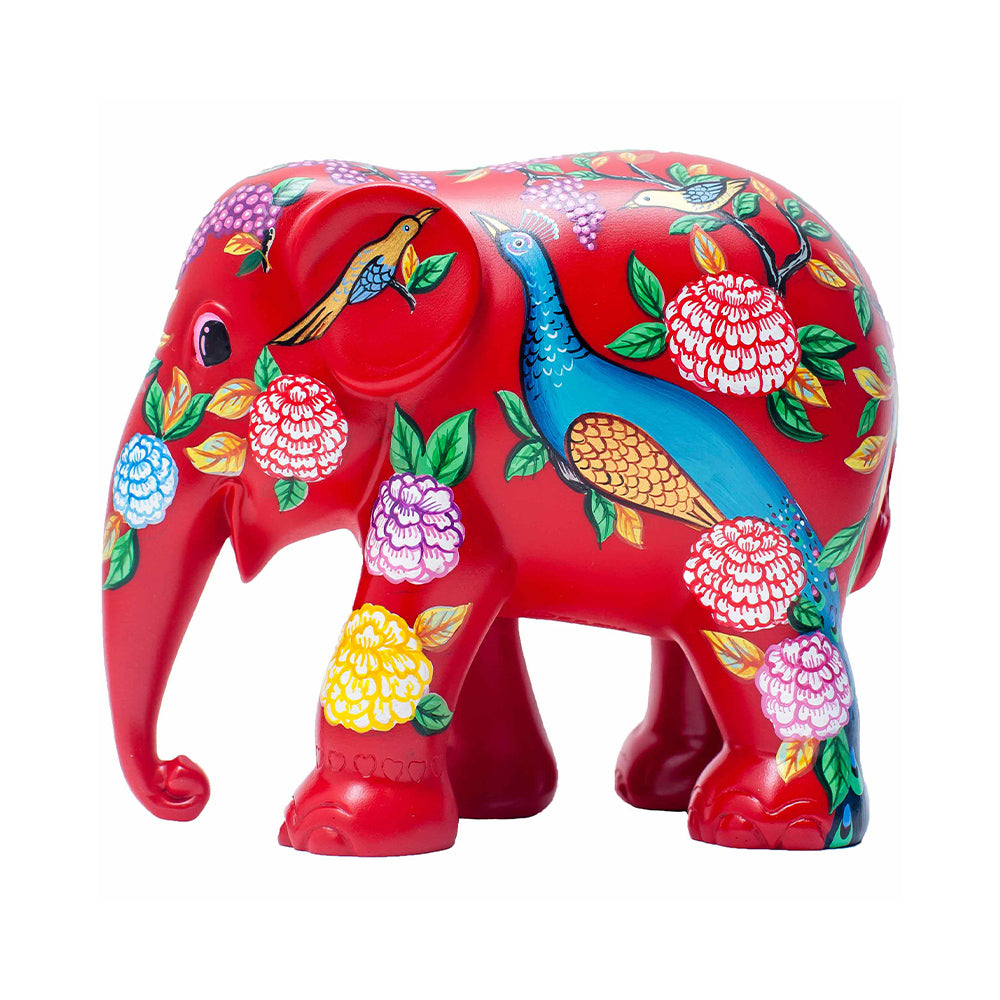 Scultura Elefante Onlylux Peacock Garden 20 cm Resina Dipinto A Mano 8858831237452
