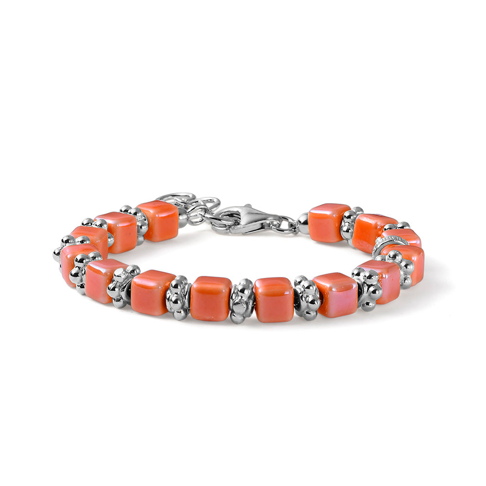 Bracciale Donna Maria Cristina Sterling Argento 925 Ceramica Arancione Cubi G4326