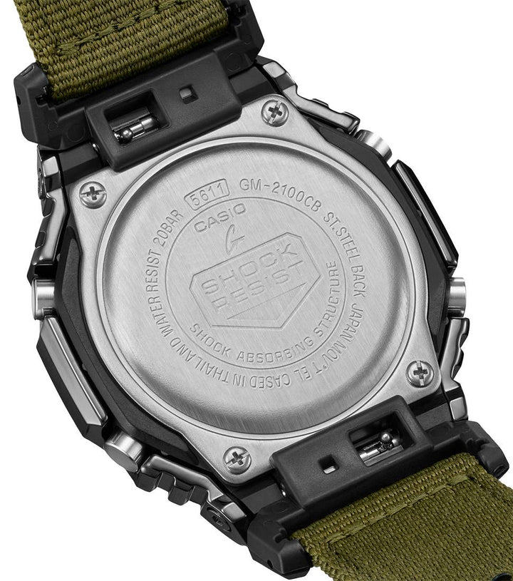 Orologio Uomo Casio G-Shock Acciaio Brunito Lucido Tessuto Verde Scuro GM-2100CB-3AER