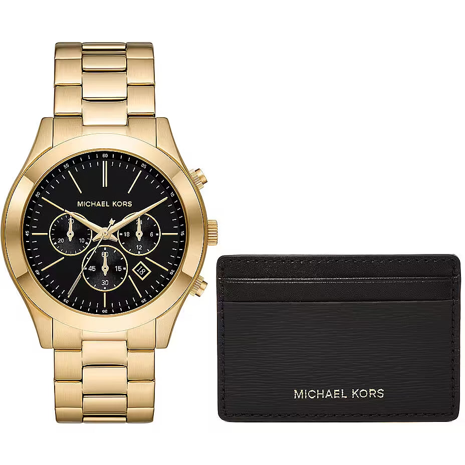 Orologio Unisex Michael Kors Box Set Acciaio Dorato Portacarte Nero MK1076SET