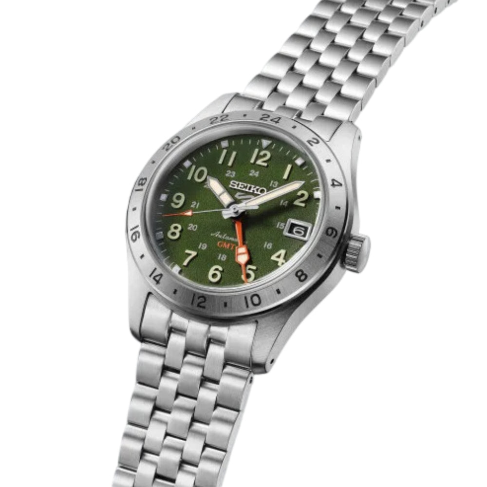 Orologio Uomo Seiko 5 Sport Field Automatico GMT Acciaio Verde Numeri HDB001K1