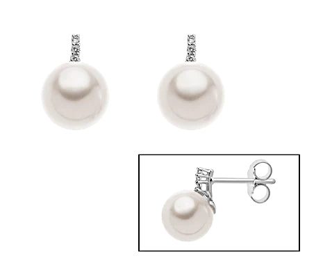 Orecchini Donna Mikiko Oro 9 Kt Perla 7,5-8 mm con diamante