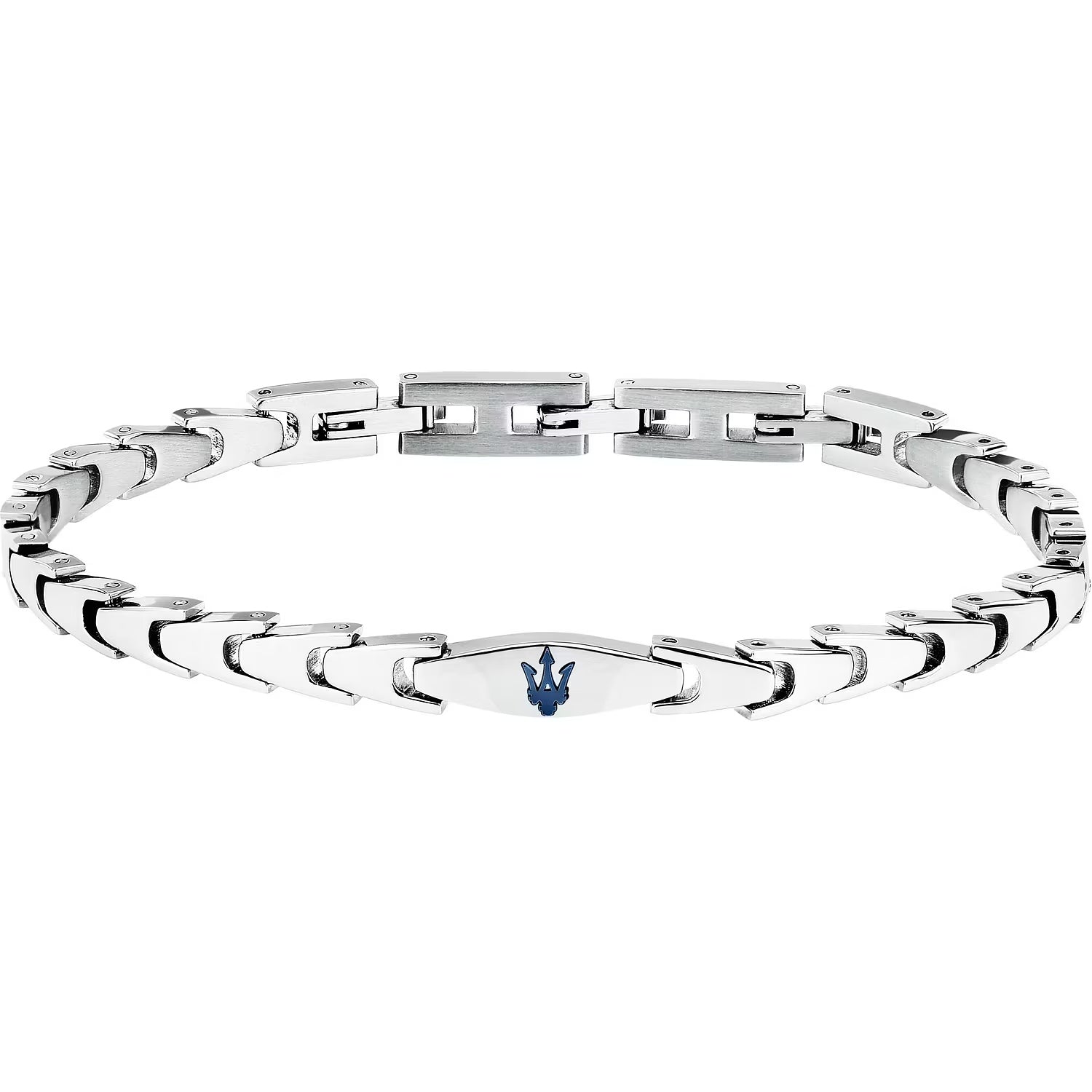 Bracciale Uomo Maserati Acciaio con Targhetta Centrale e logo PVD Blu JM225AVD85