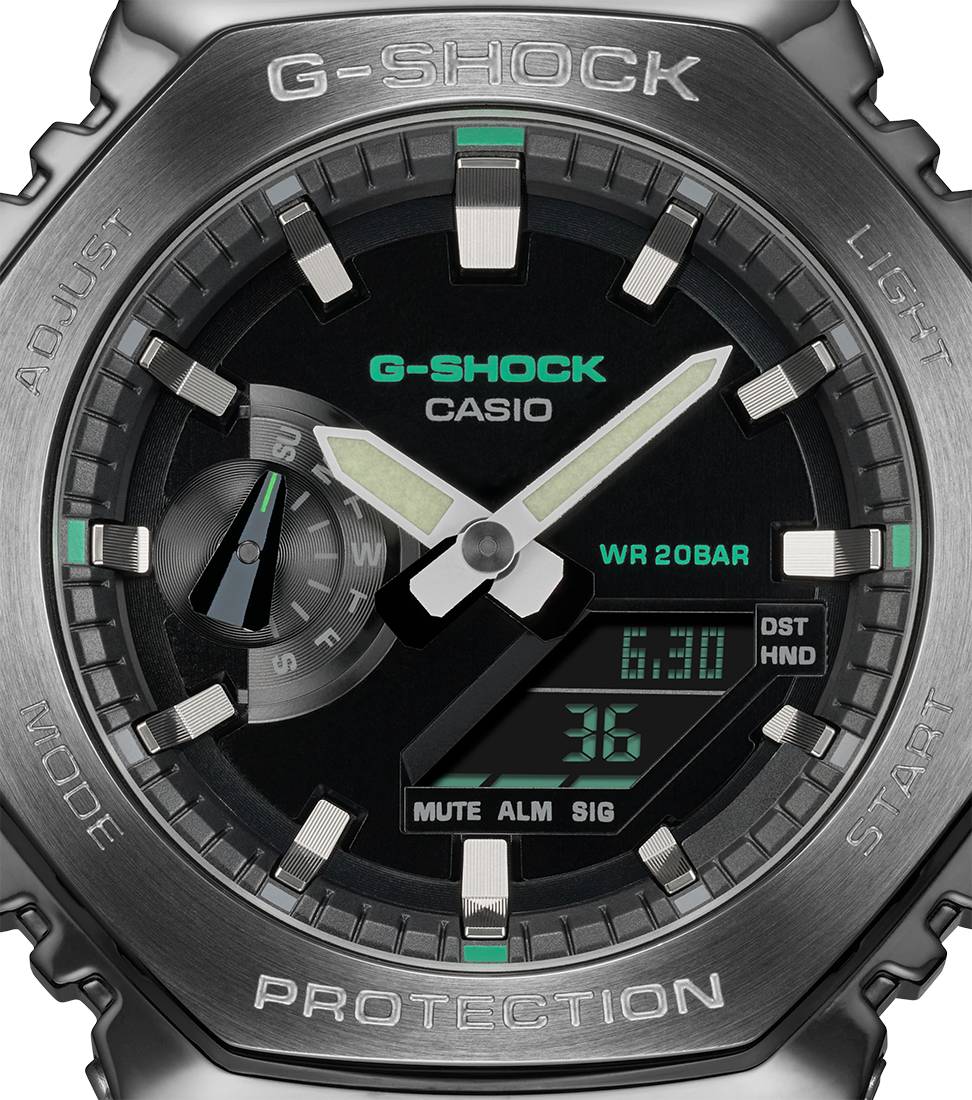 Orologio Uomo Casio G-Shock Acciaio Brunito Lucido Tessuto Verde Scuro GM-2100CB-3AER