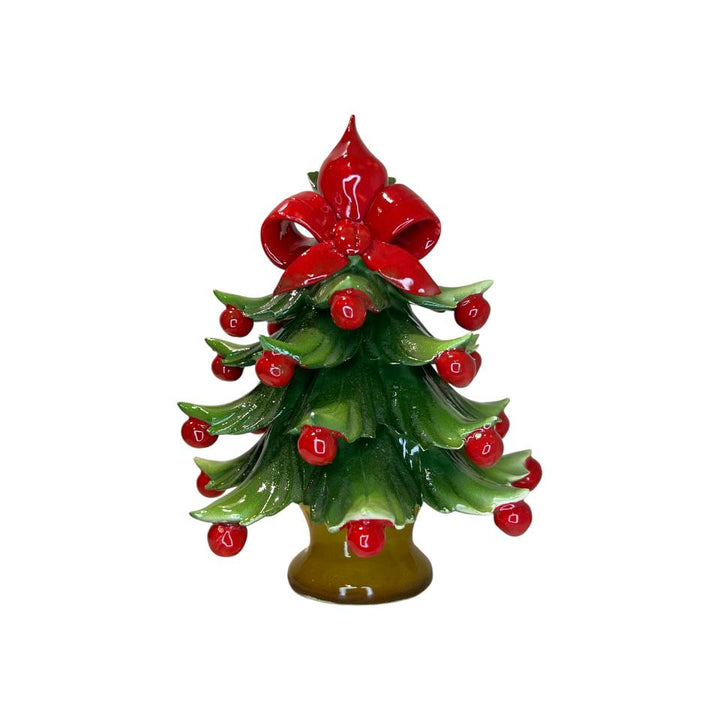 Albero di Natale Capodimonte Fiocco Palline Rosse 13cm CAP31