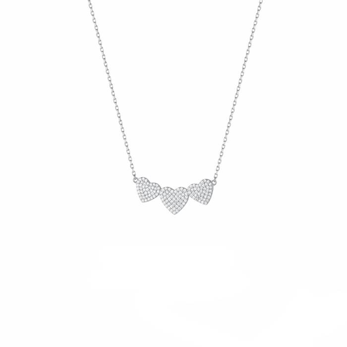 Collana Donna Liu Jo Argento 925 Pendente Cuori Zirconi Bianchi ALJ242