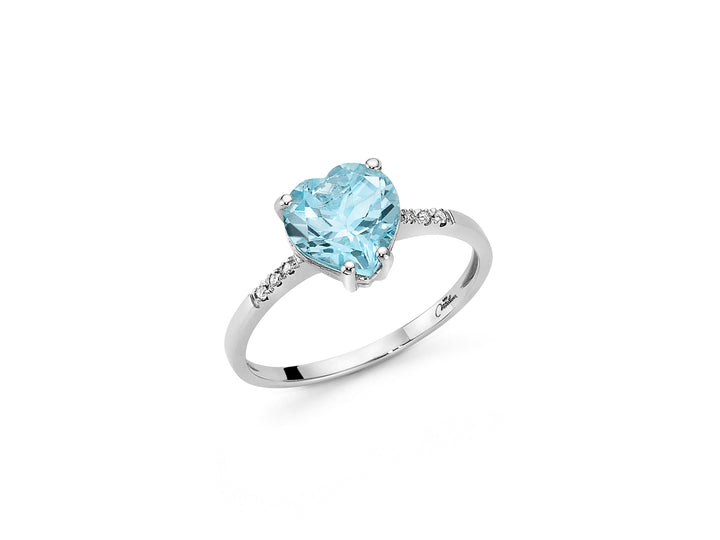 Anello Donna Miluna oro bianco 750  e topazio azzurro a cuore LID3286