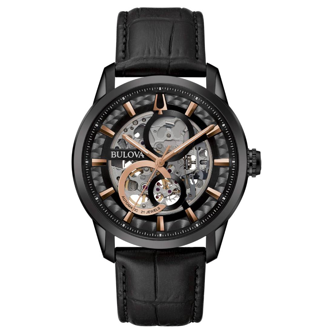 Orologio Uomo Bulova Automatico Classic Pelle Nera 98A283