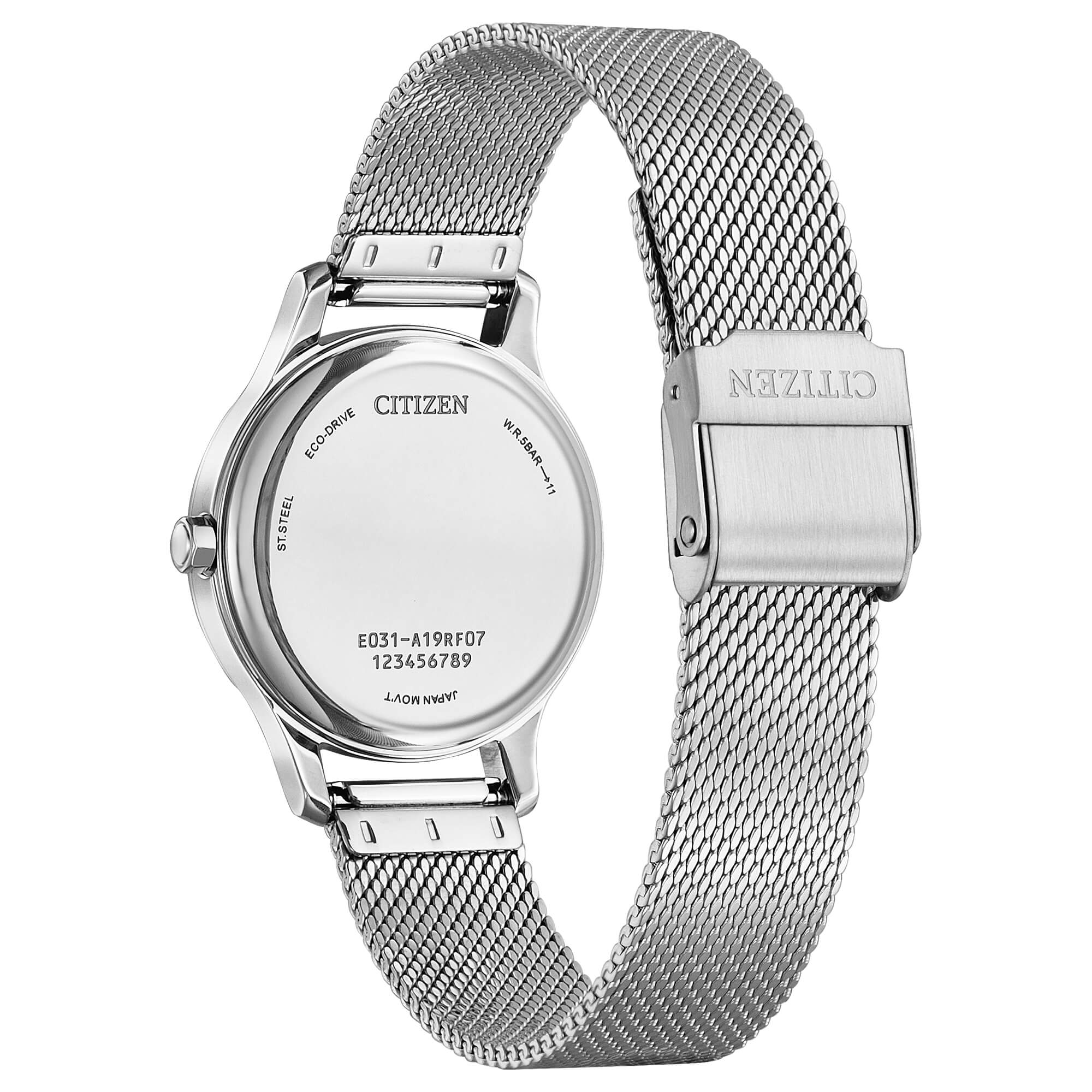 Orologio Donna Citizen Eco Drive Classic Acciaio Maglia Milano Bianco Fiori EM0899-81A