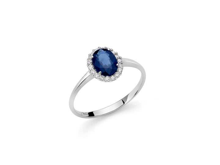 Anello Donna Miluna Oro Bianco 18 KT Diamanti Zaffiro Blu LID3271