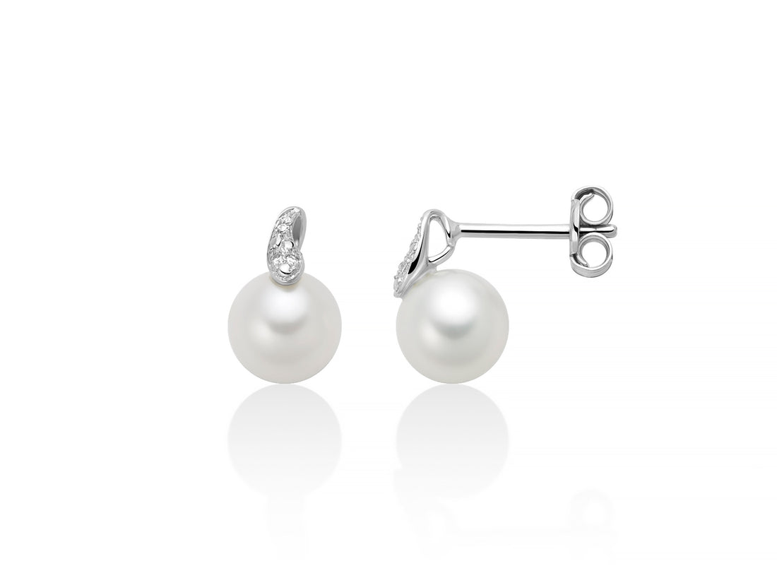 Orecchini Donna Miluna Oro Bianco 9kt Perla 6,5-7 mm Diamanti PER2851X