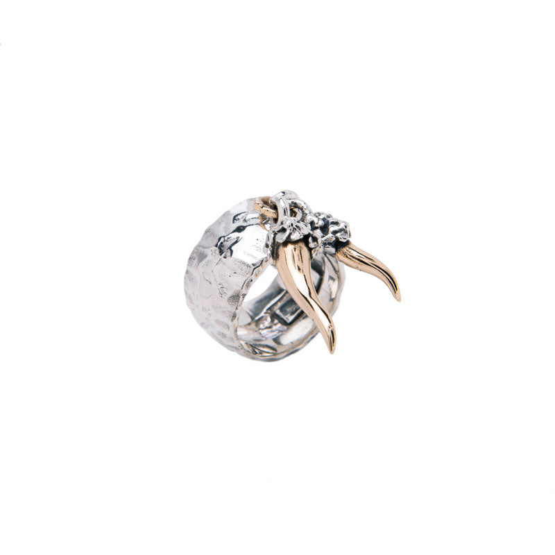 Anello Donna Nemoris Argento 925 Bronzo Rosè Misura 18 Corni Pendenti BAF38