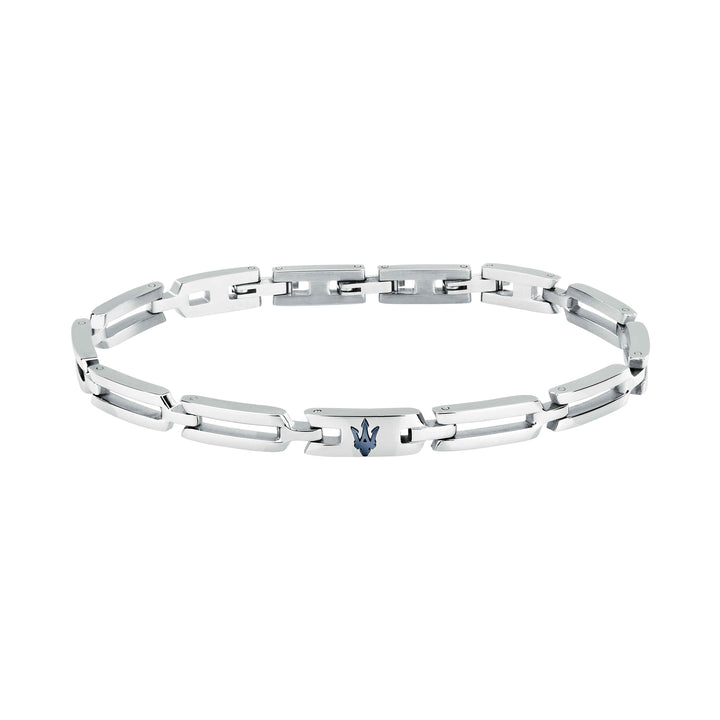 Bracciale Uomo Maserati Acciaio Lucido Logo Blu Tridente JM424AVD73