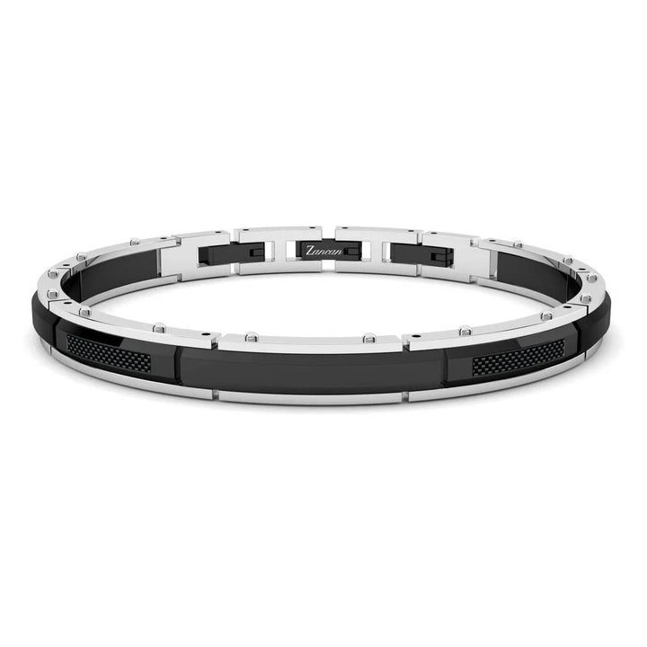 Bracciale Uomo Acciaio Nero Zancan Targa Fibra Di Carbonio EHB274