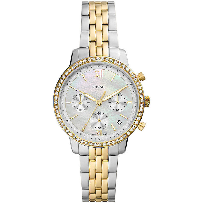 Orologio Donna Fossil acciaio dorato con ghiera zirconata multifunzione ES5216