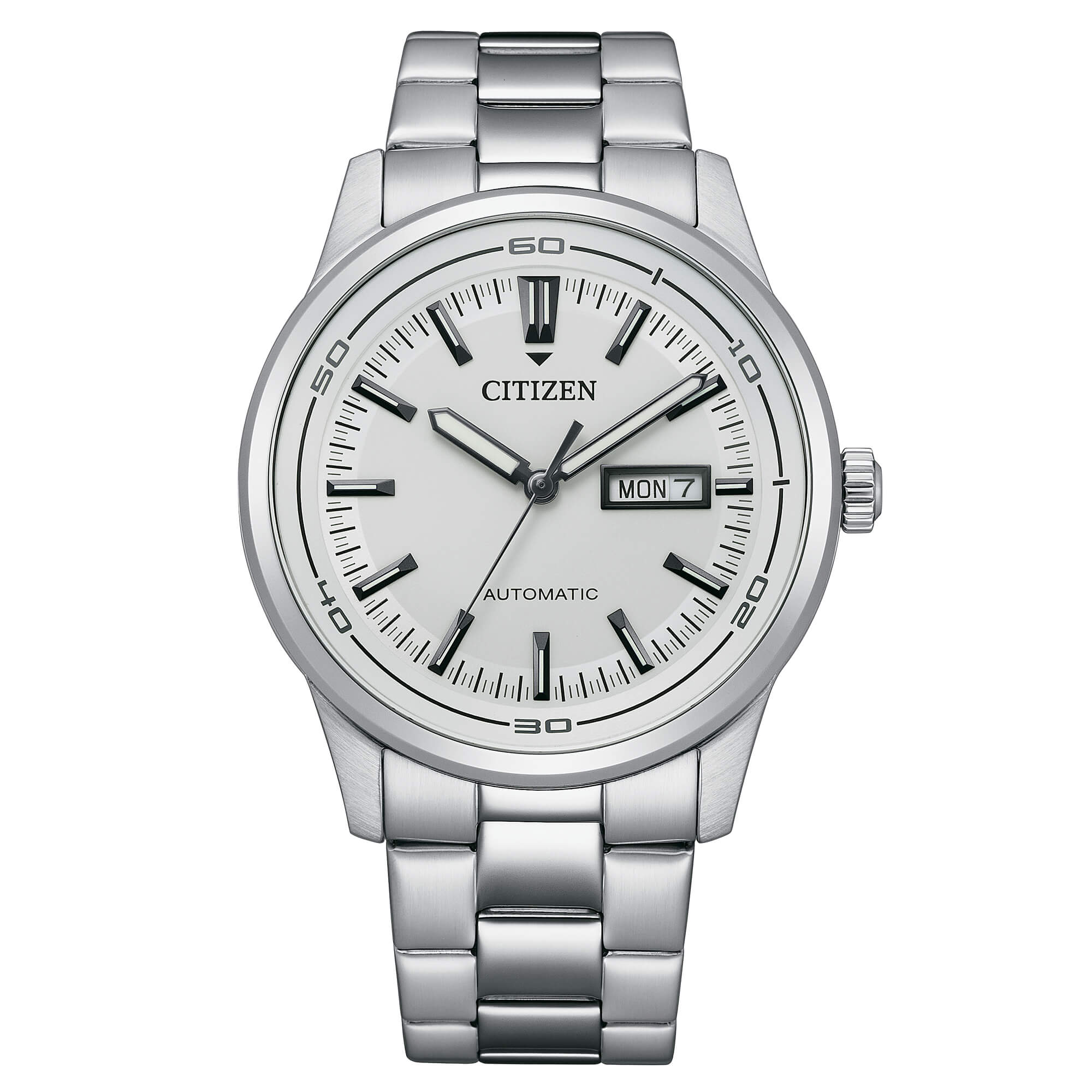 Orologio Uomo Citizen Automatico Grigio Doppia Data Acciaio Bianco NH8400-87A
