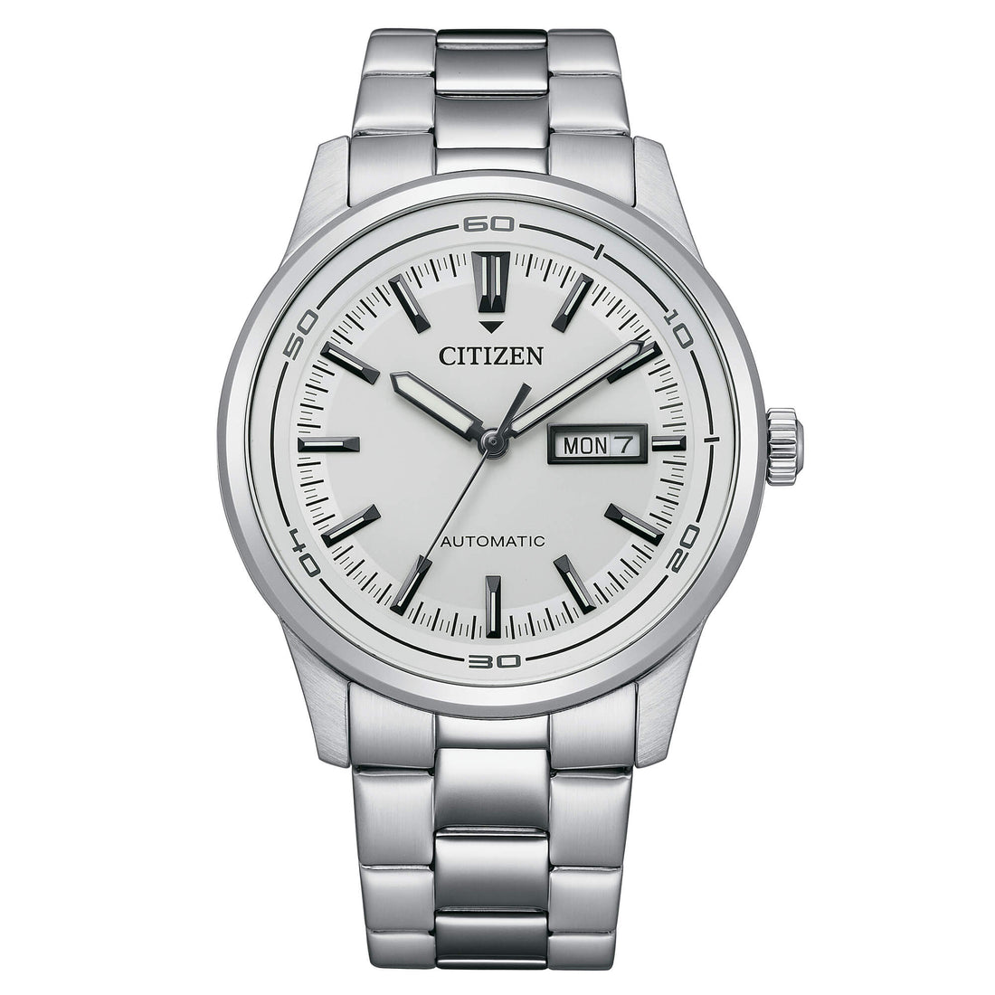 Orologio Uomo Citizen Automatico Grigio Doppia Data Acciaio Bianco NH8400-87A