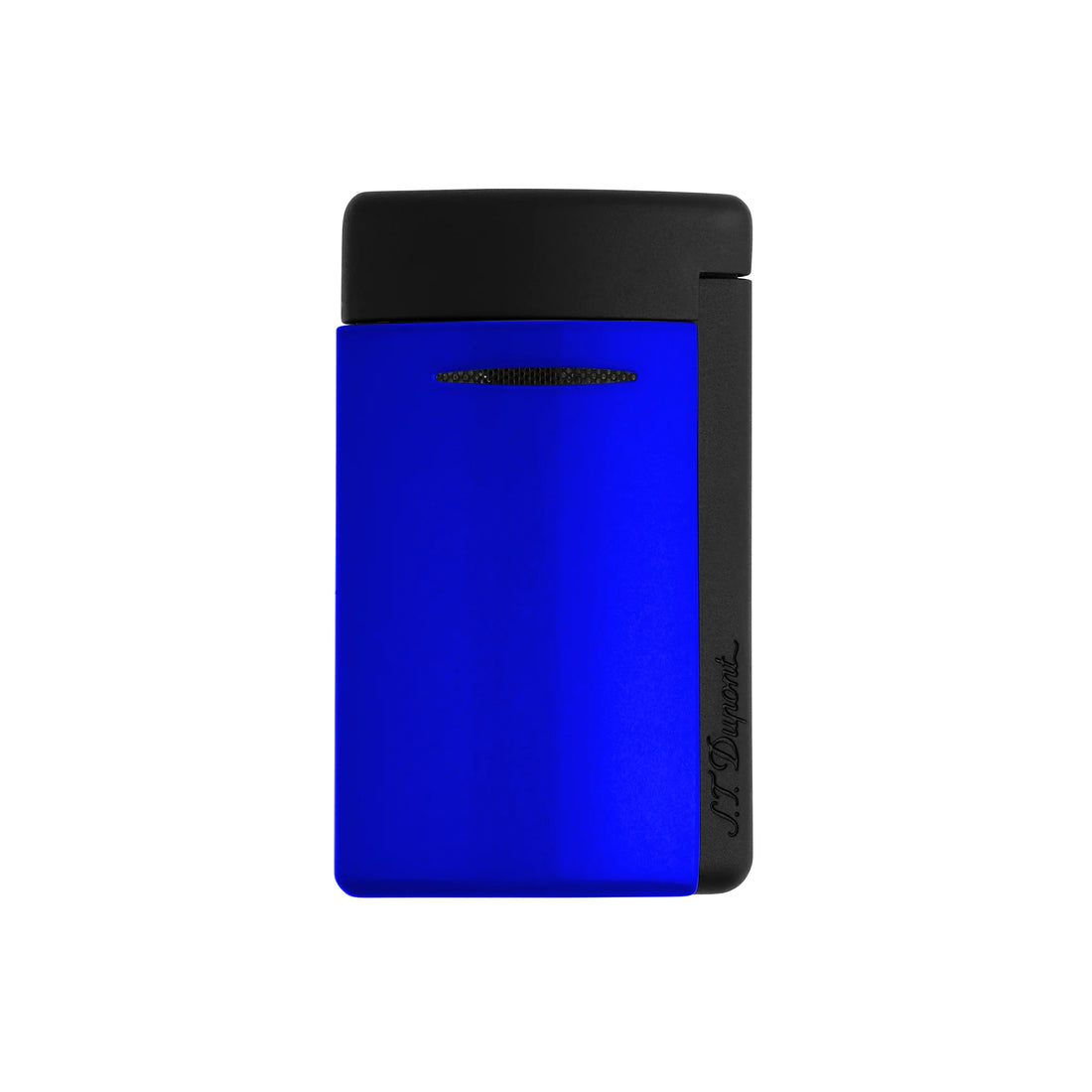 Accendino Uomo Dupont MiniJet Acciaio Nero Opaco Blu Fluo 010871