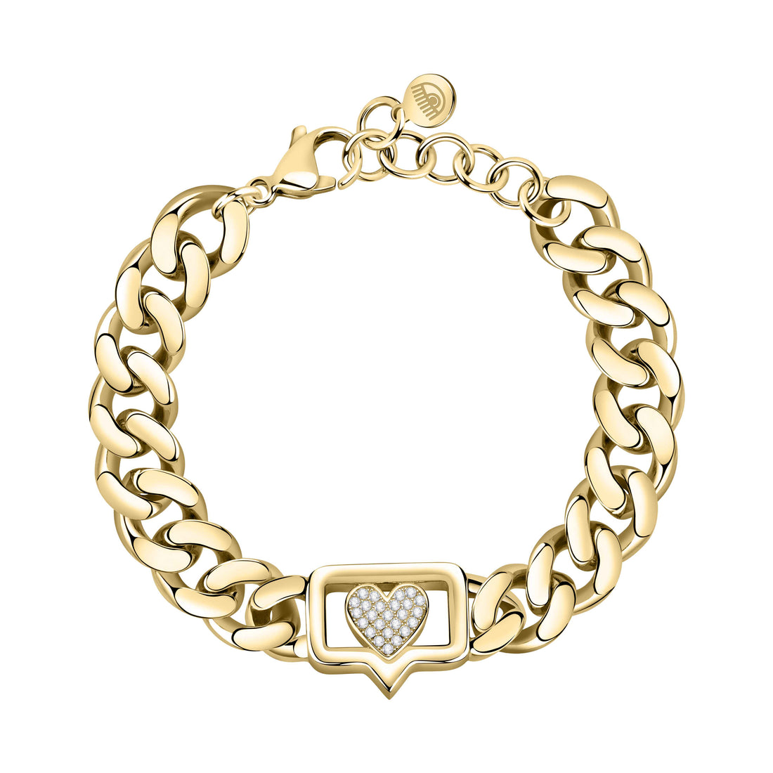 Bracciale Donna Chiara Ferragni Groumette Dorata Catena Logo Cuori Zirconi