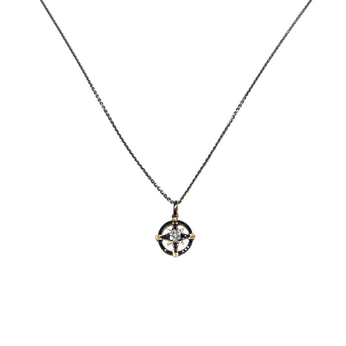 Collana Uomo Zancan Oro Bianco 18 KT Diamanti Bianchi Neri UC082BR