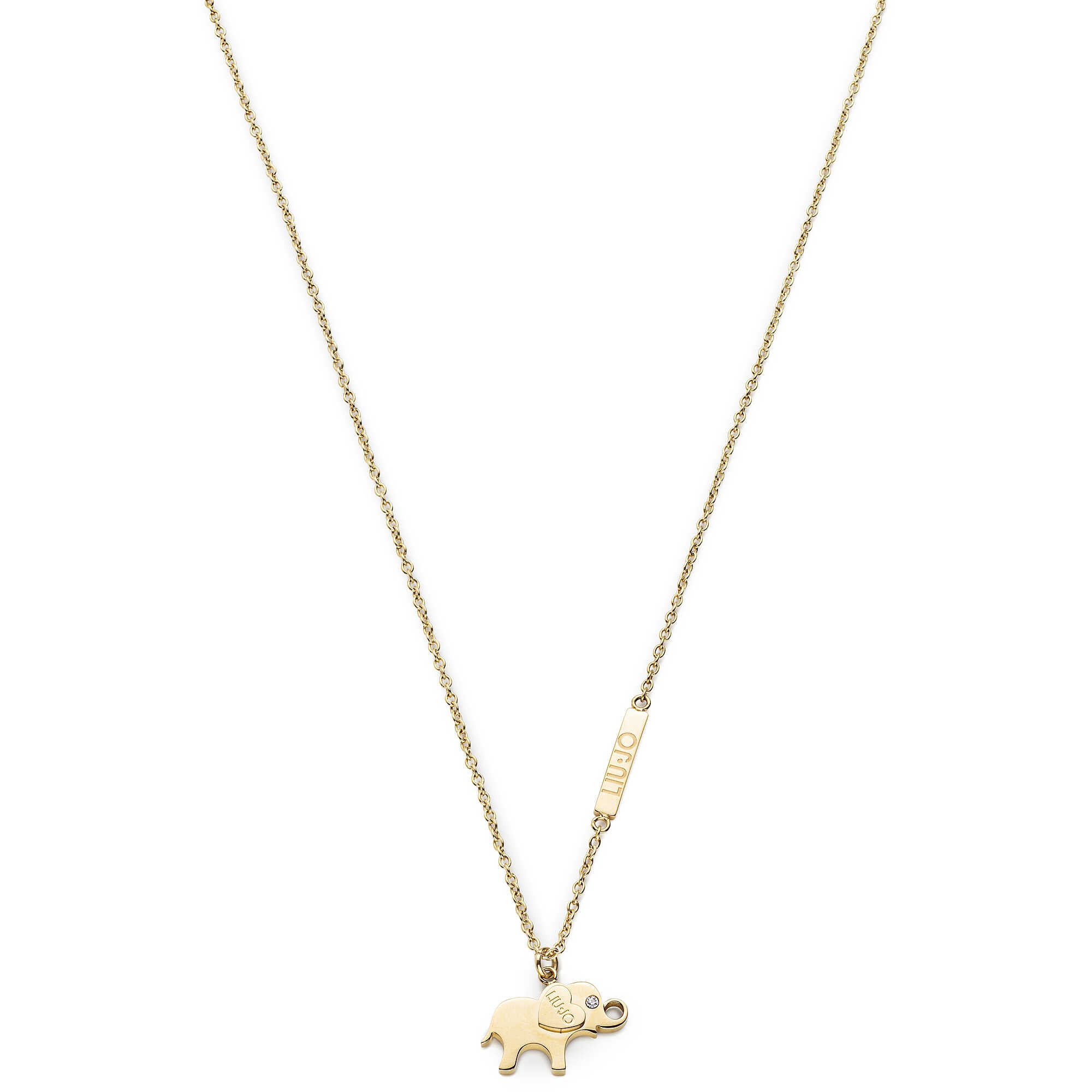 Collana Donna Liu Jo Acciaio Dorato Elefantino Occhio Zircone Bianco LJ1897
