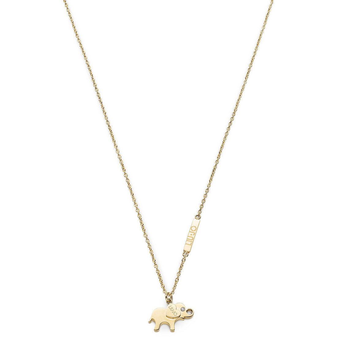 Collana Donna Liu Jo Acciaio Dorato Elefantino Occhio Zircone Bianco LJ1897