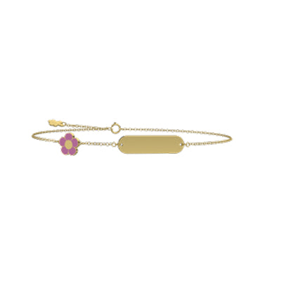 Bracciale Bambina Nanan Oro 9 KT Personalizzabile Fiore Rosa NGLD0101