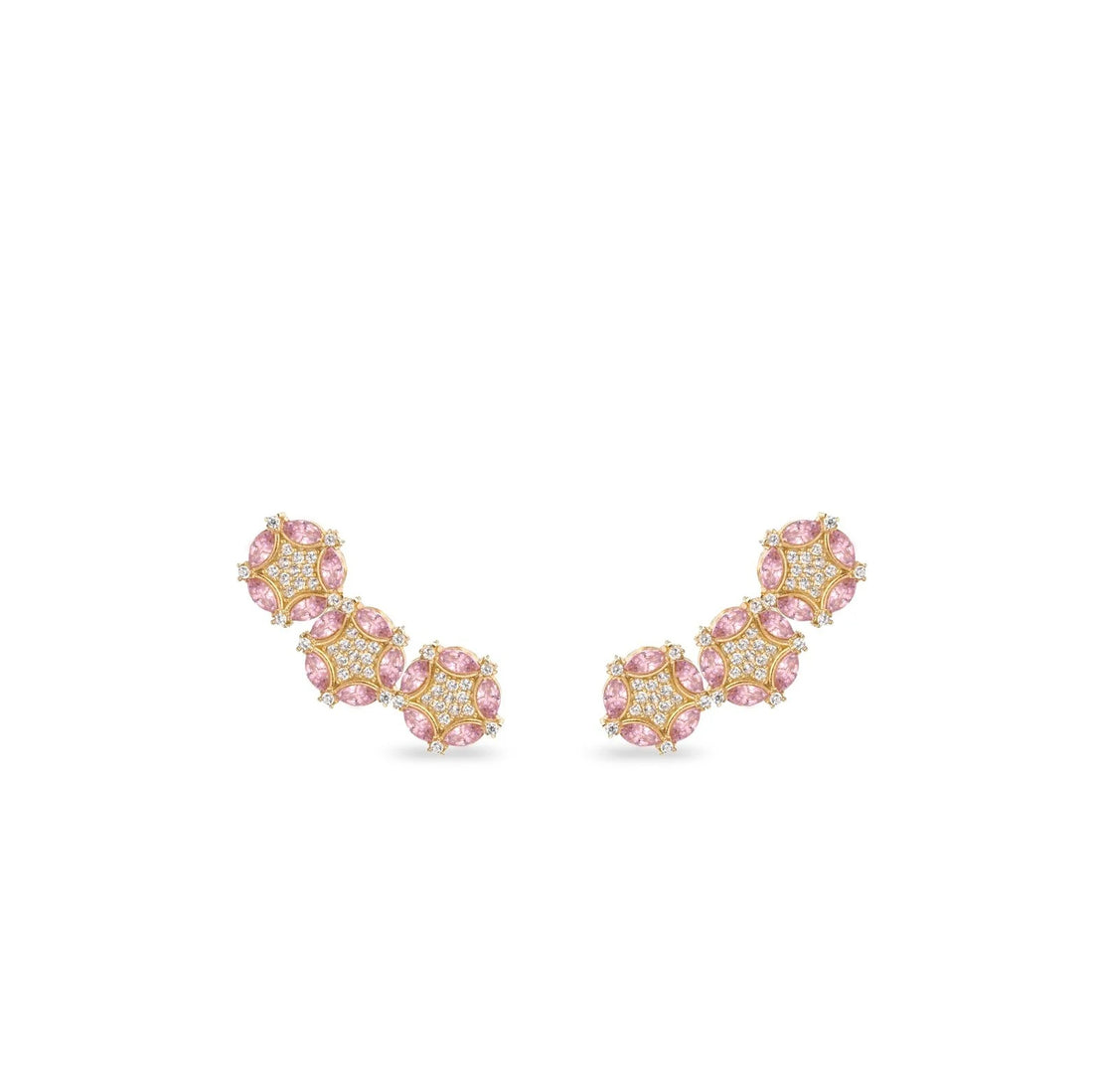 Orecchini Donna Laura P. Argento Dorato 925 Fiori Zirconi Bianchi Rosa OR0240GRS