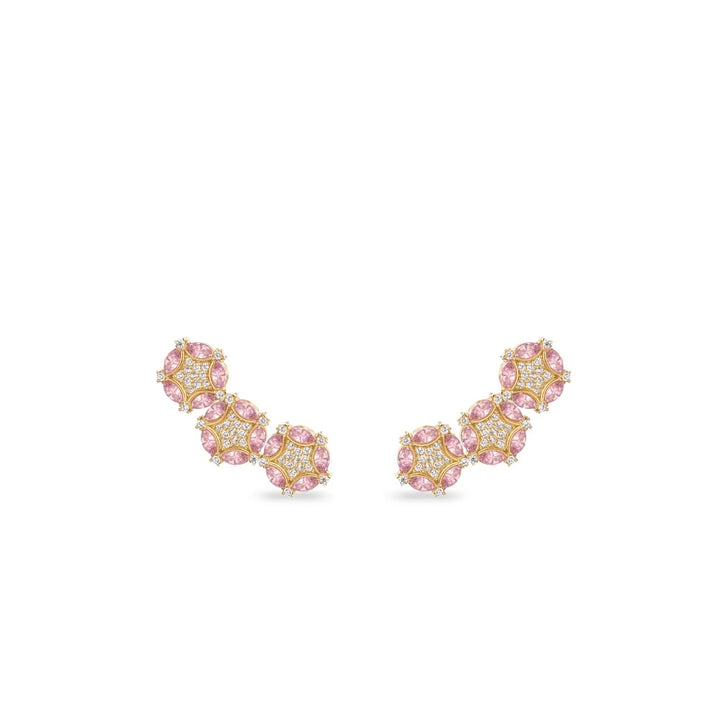 Orecchini Donna Laura P. Argento Dorato 925 Fiori Zirconi Bianchi Rosa OR0240GRS