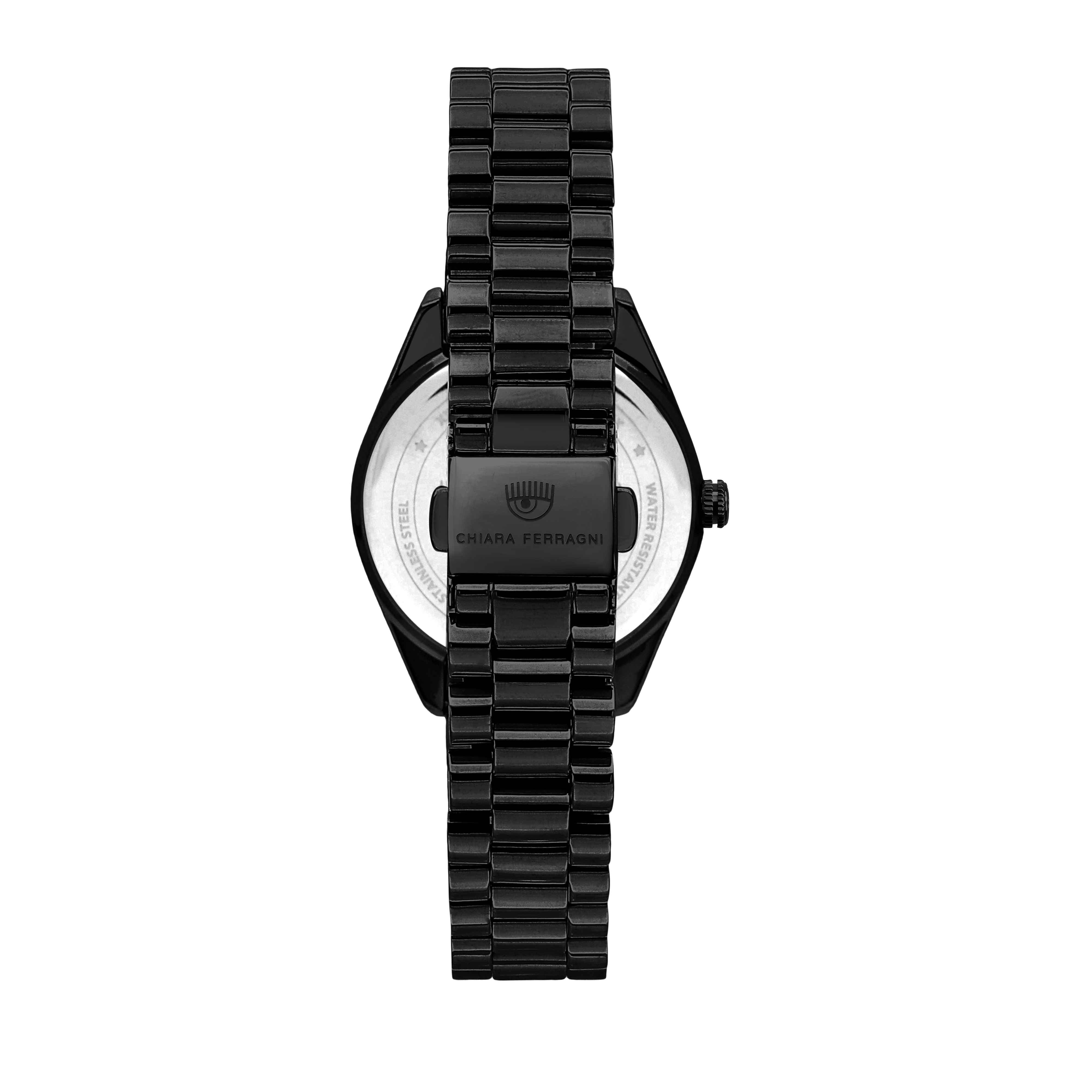 Orologio Donna Chiara Ferragni Quarzo Solo Tempo Acciaio Nero Zirconi Colorati