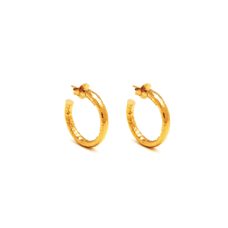 Orecchini Donna Giovanni Raspini Argento Dorato 925 Cerchi Martellati Lucidi 10592