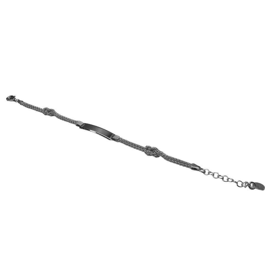 Bracciale Unisex Nodo Incisione Personalizzabile Argento Piastra Grande