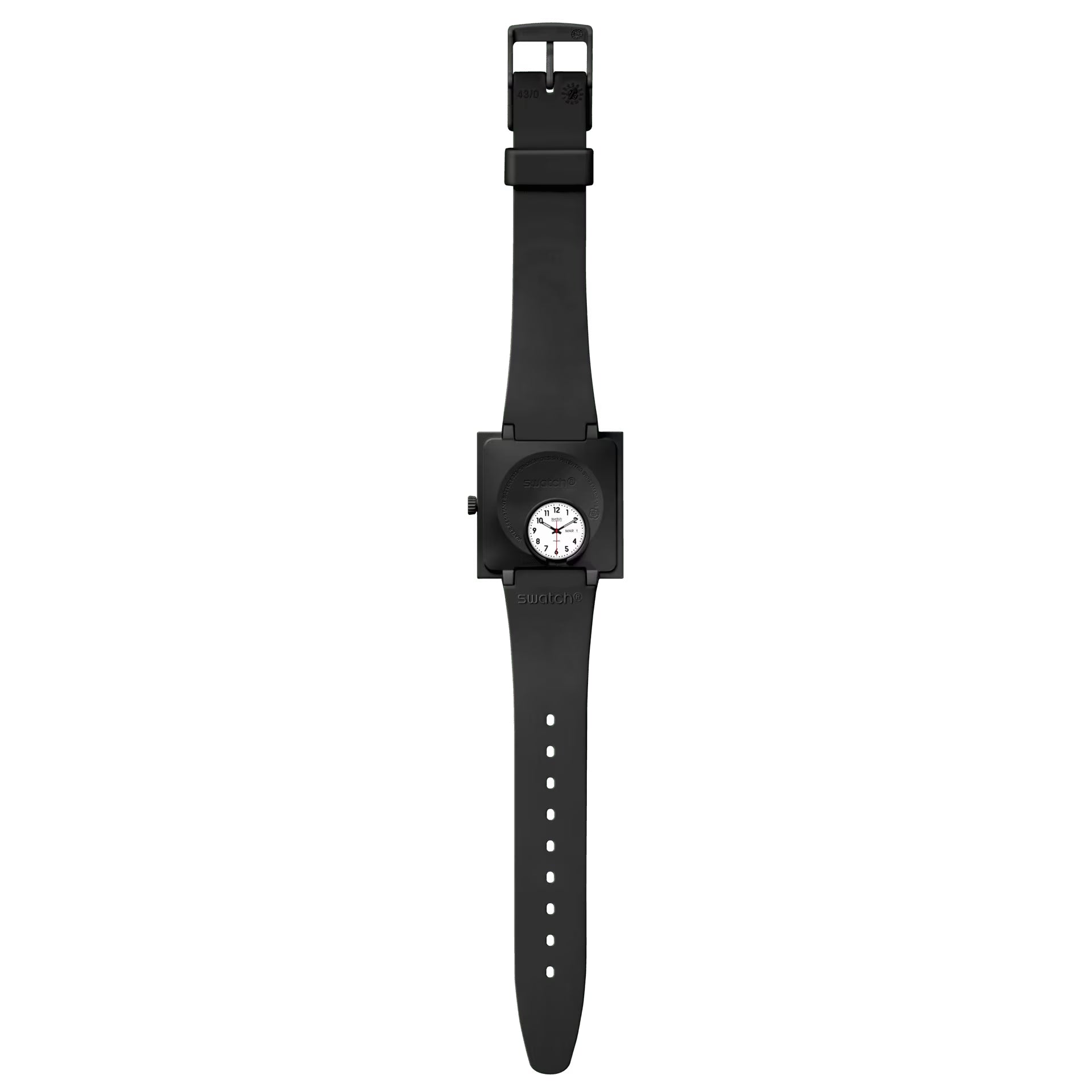 Orologio Unisex Swatch What IF Cassa Quadrata Nero Quarzo Doppia Data SO34B700