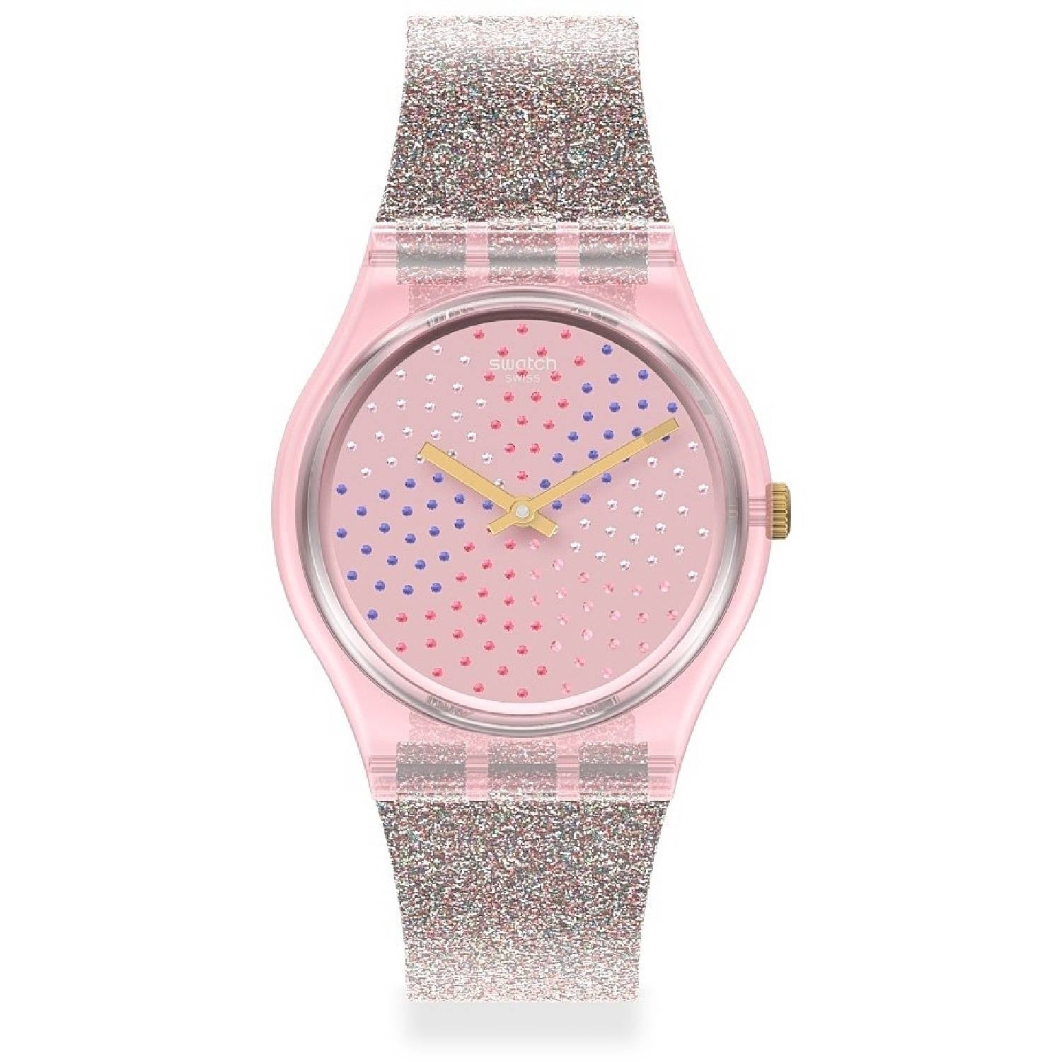 Orologio Donna Gomma Plastica Swatch Quarzo Solo Tempo Rosa Multilumino GP168