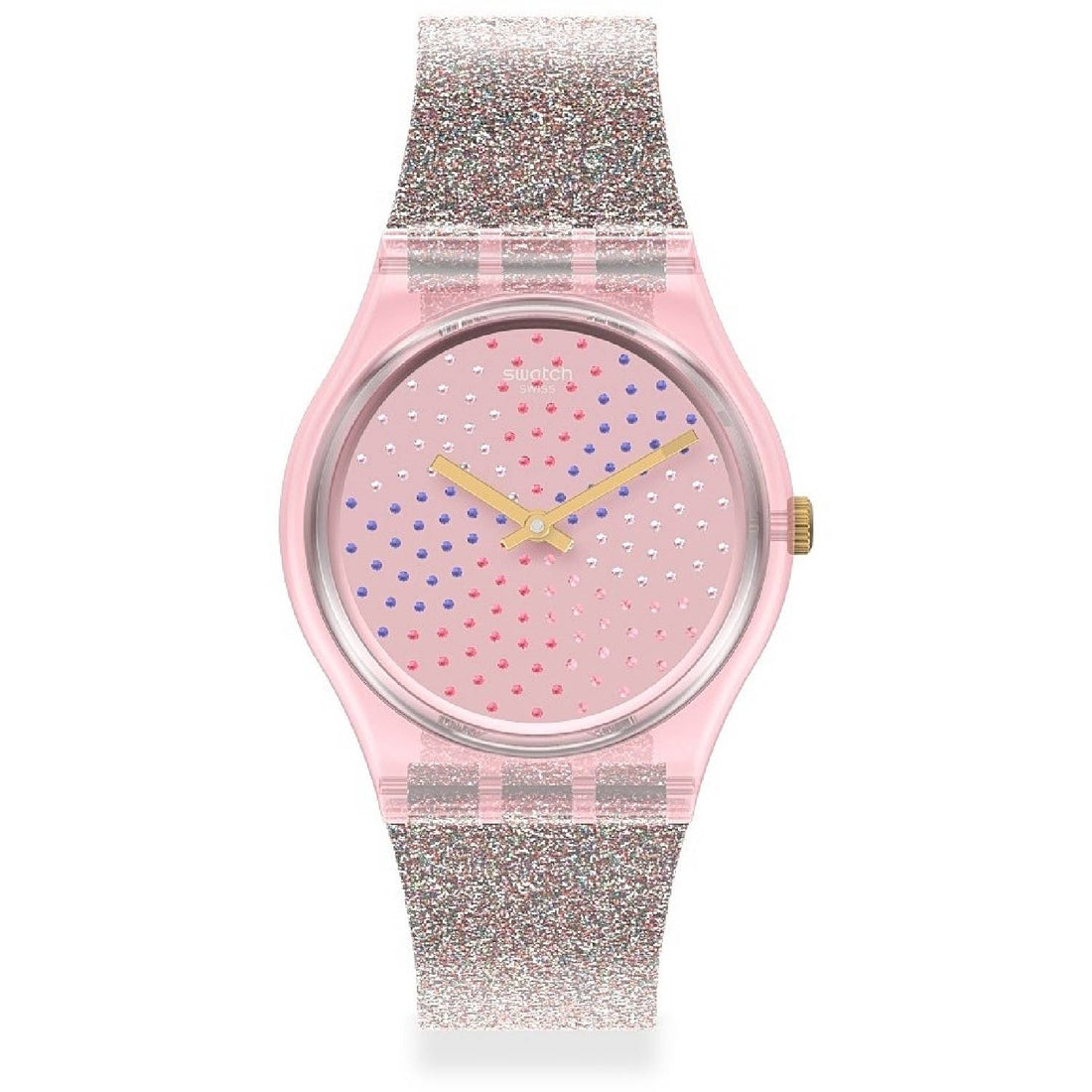 Orologio Donna Gomma Plastica Swatch Quarzo Solo Tempo Rosa Multilumino GP168