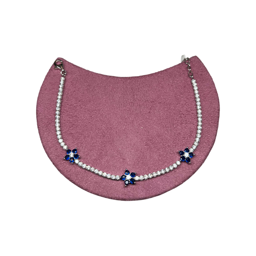 Bracciale Donna Re Mida Tennis Argento 925 Zirconi Fiori Blu Tennis-45