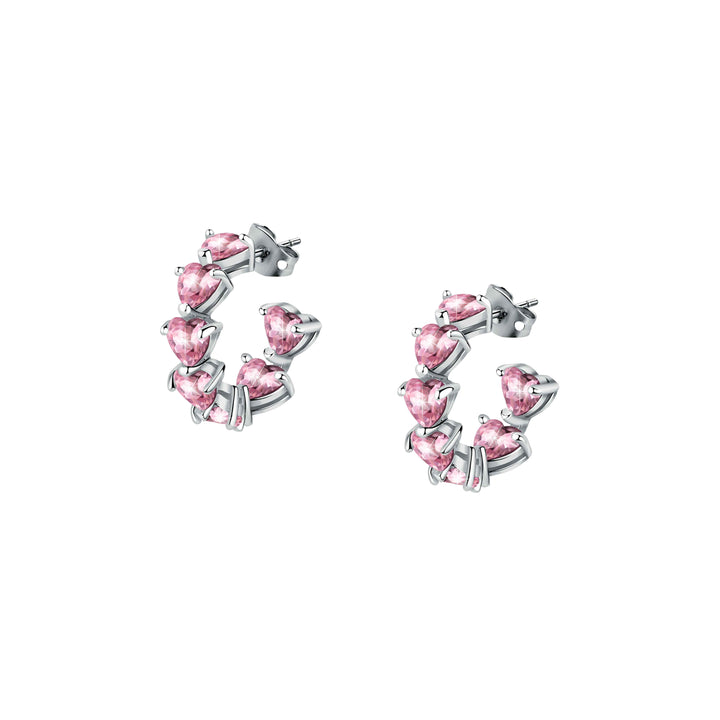 Orecchini Donna Chiara Ferragni Acciaio Zircone Rosa a forma di cuore