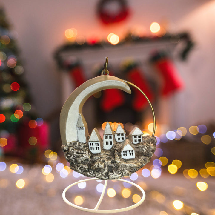 Decorazione Luna Con Paesaggio Ceramex Oro 3039.33