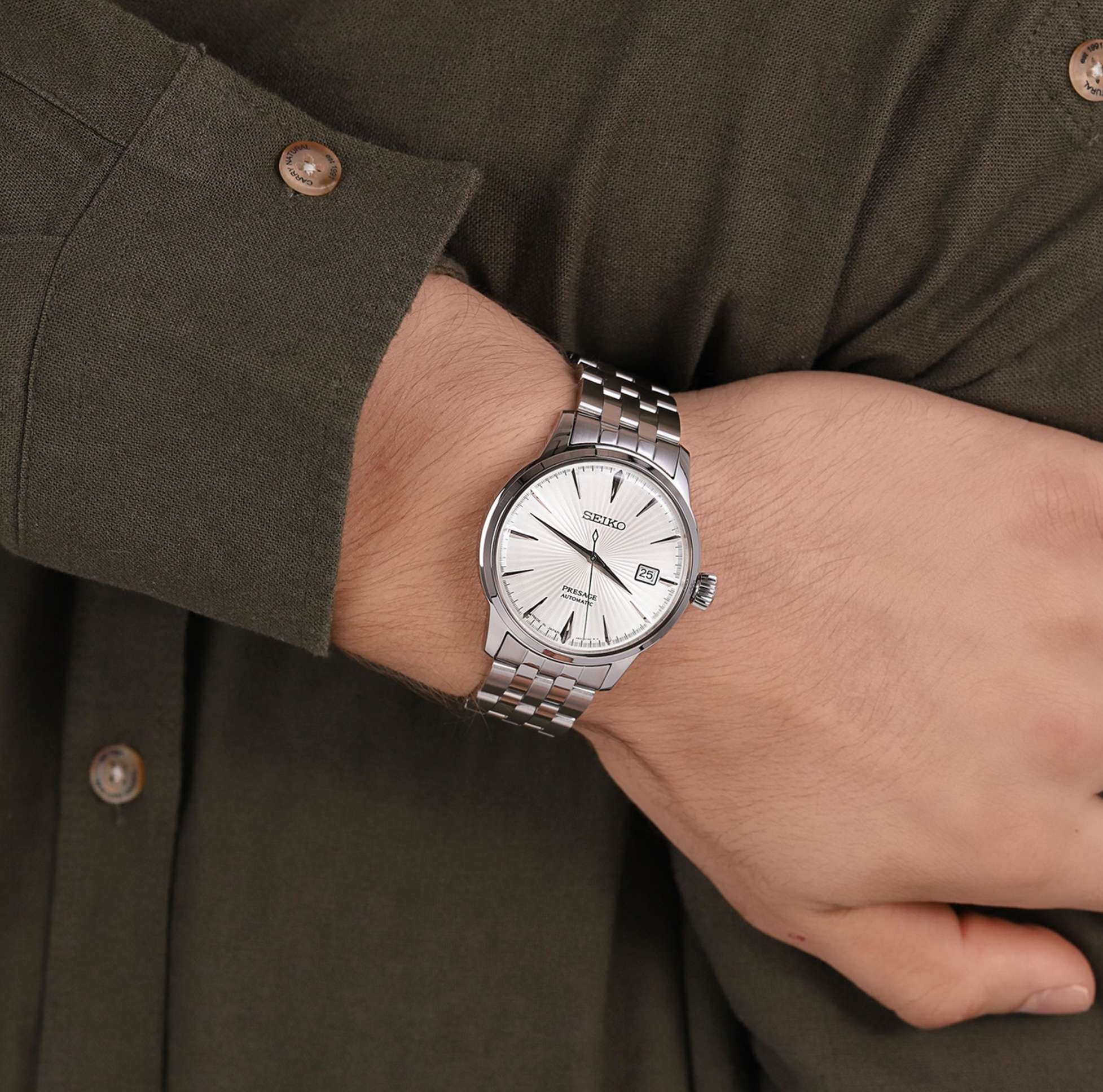 Orologio Uomo Seiko Automatico Presage Solo Tempo Acciaio Cocktail Time SRPG23J1