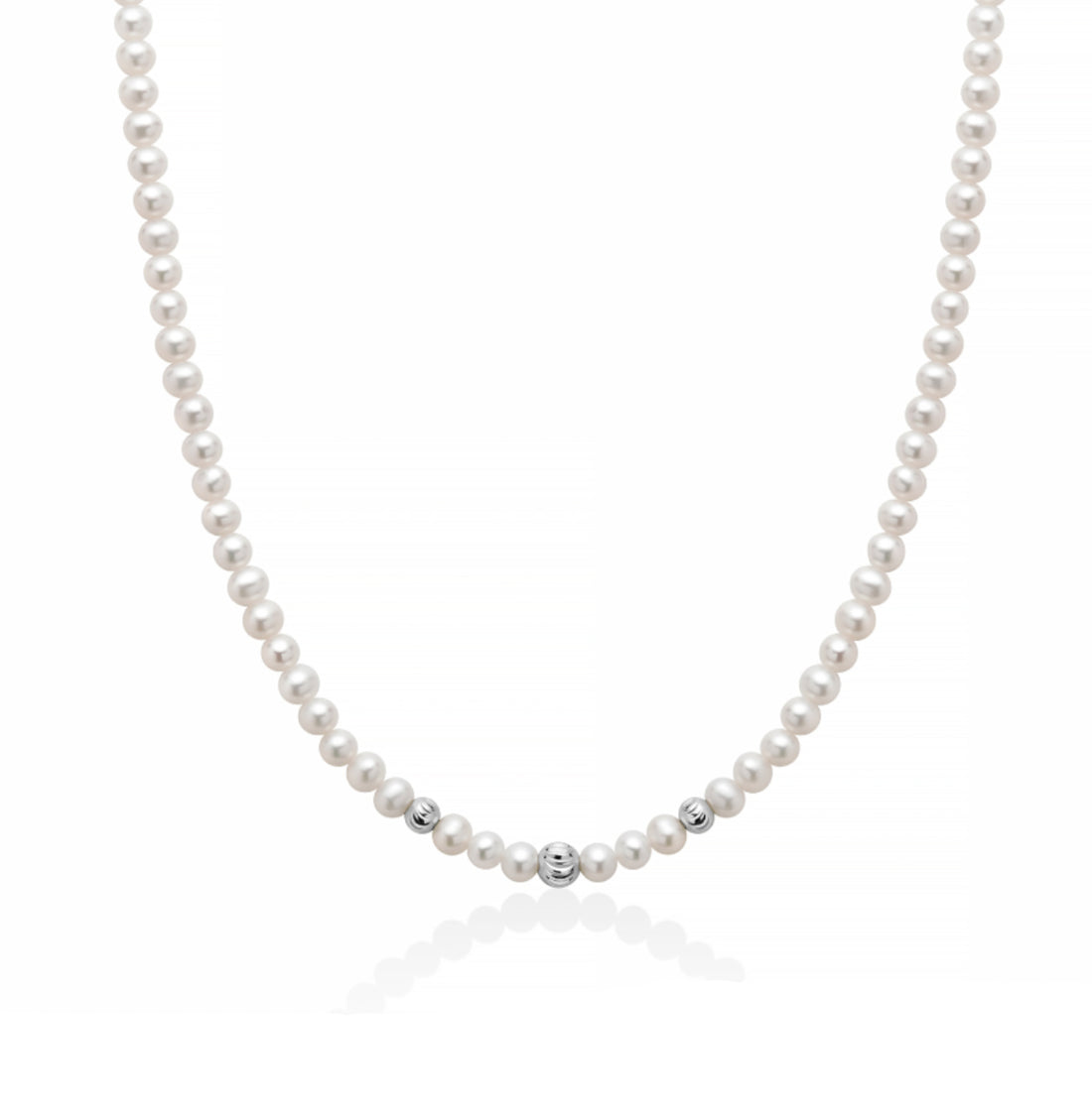 Collana Donna Girocollo Perle Miluna 4-4,5 mm Biglie Oro Bianco 18 KT PCL6411