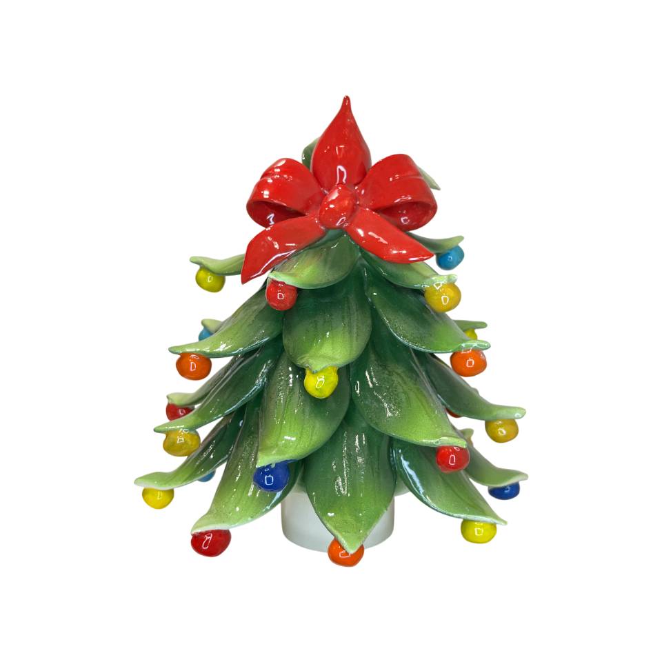Albero di Natale Capodimonte Palline Colorate Fiocco 20cm CAP54
