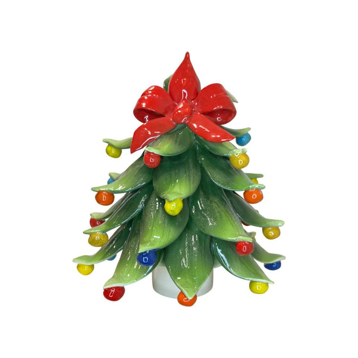Albero di Natale Capodimonte Palline Colorate Fiocco 20cm CAP54