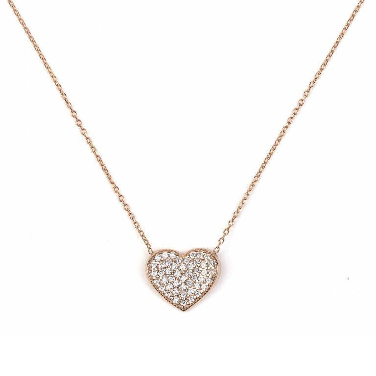 Collana Donna Kurshuni Argento 925 Rosè Cuore Zirconi