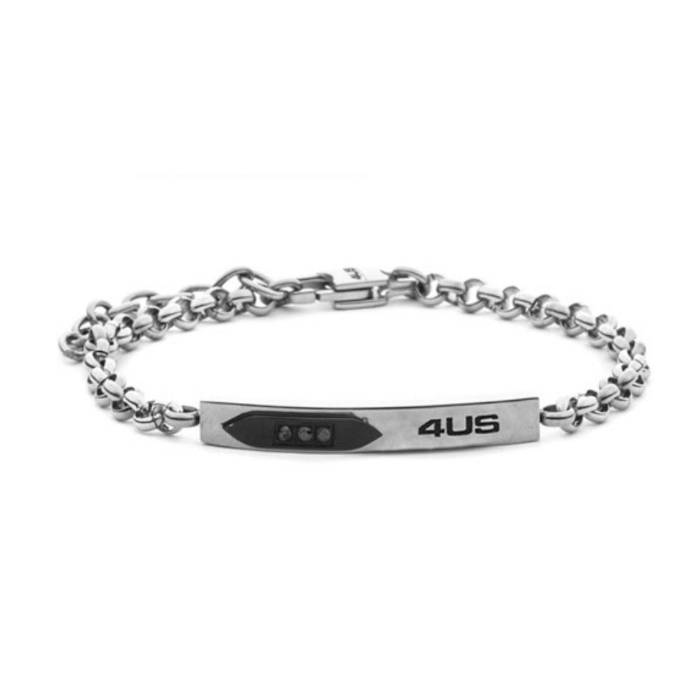Bracciale Uomo 4US Cesare Paciotti Acciaio Nero Zirconi Neri 4UBR8670