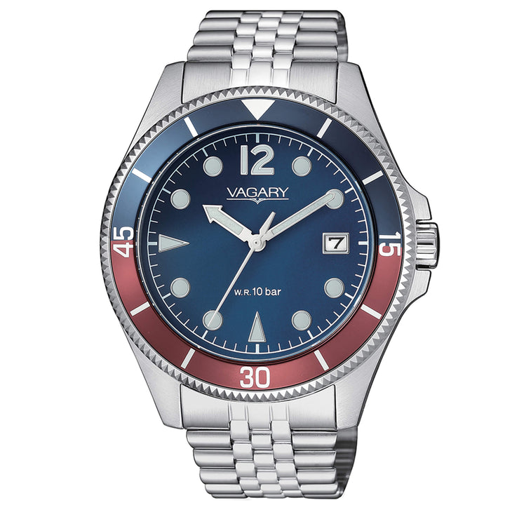 Orologio Uomo Vagary By Citizen Blu Rosso Acciaio VD5-015-73
