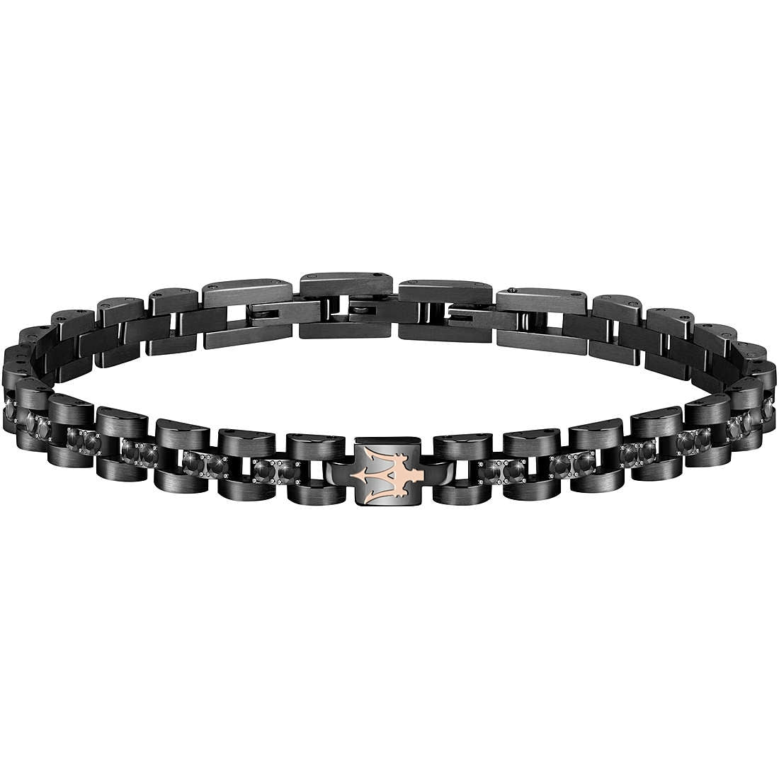 Bracciale Uomo Acciaio Maserati in pvd nero e cristalli neri JM420ATJ01