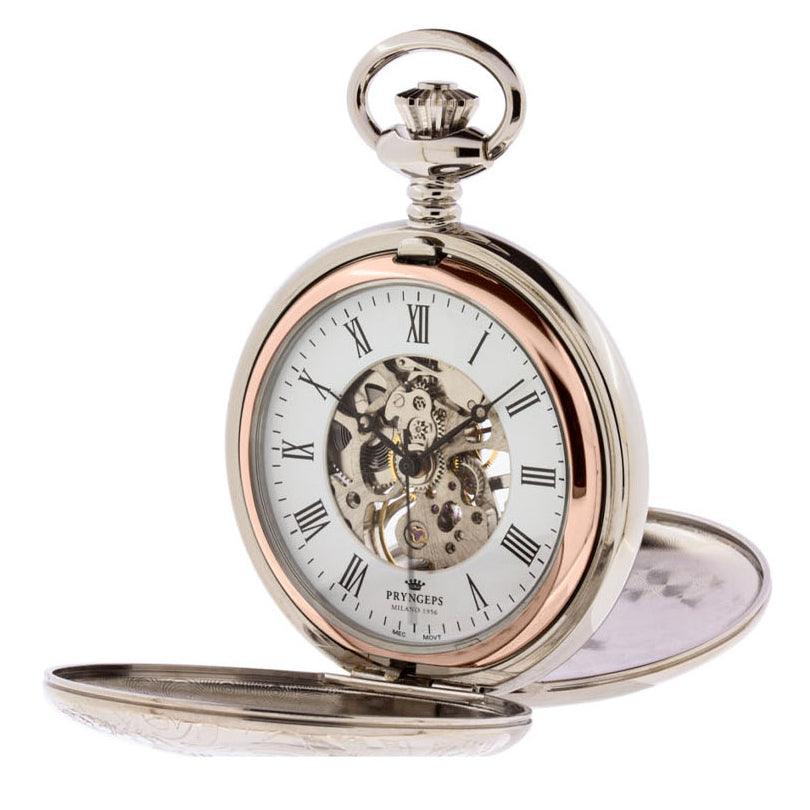 Orologio Uomo Pryngeps Da Tasca Meccanico Carica Manuale Scheletrato T083
