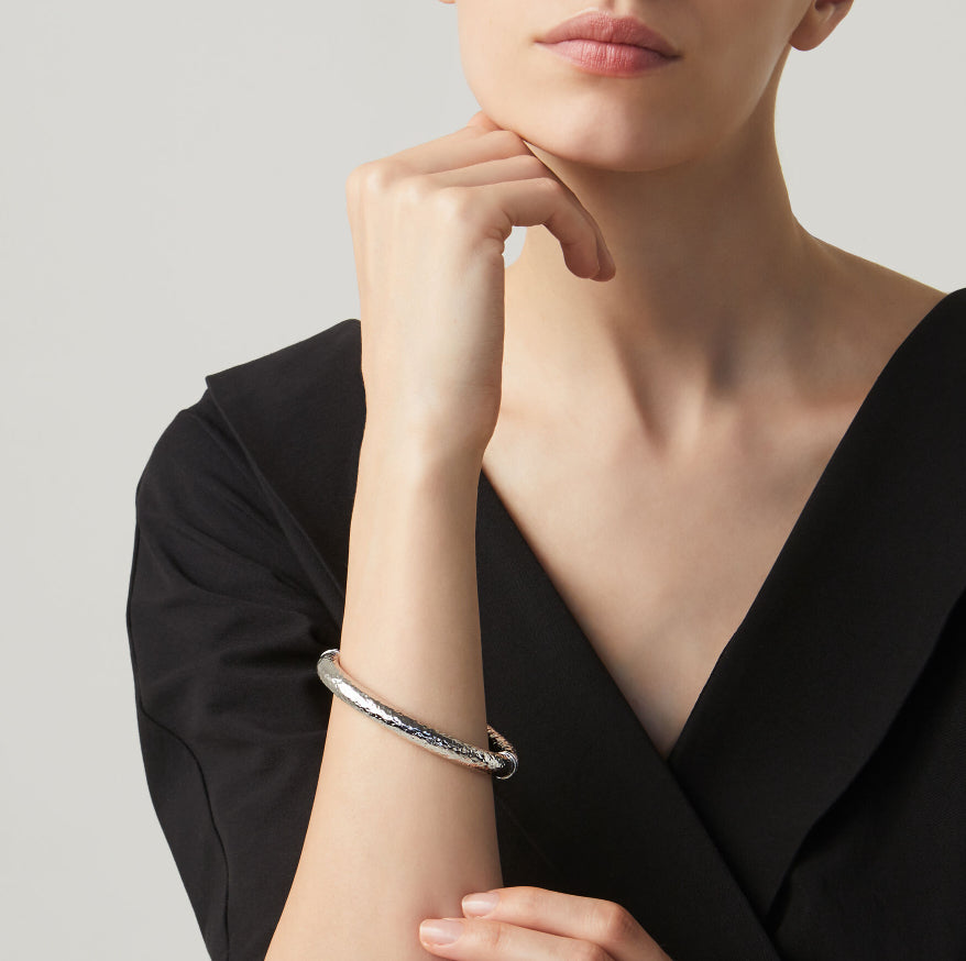 Bracciale Donna Giovanni Raspini Argento 925 Martellato Bangle Rock Medio 10239