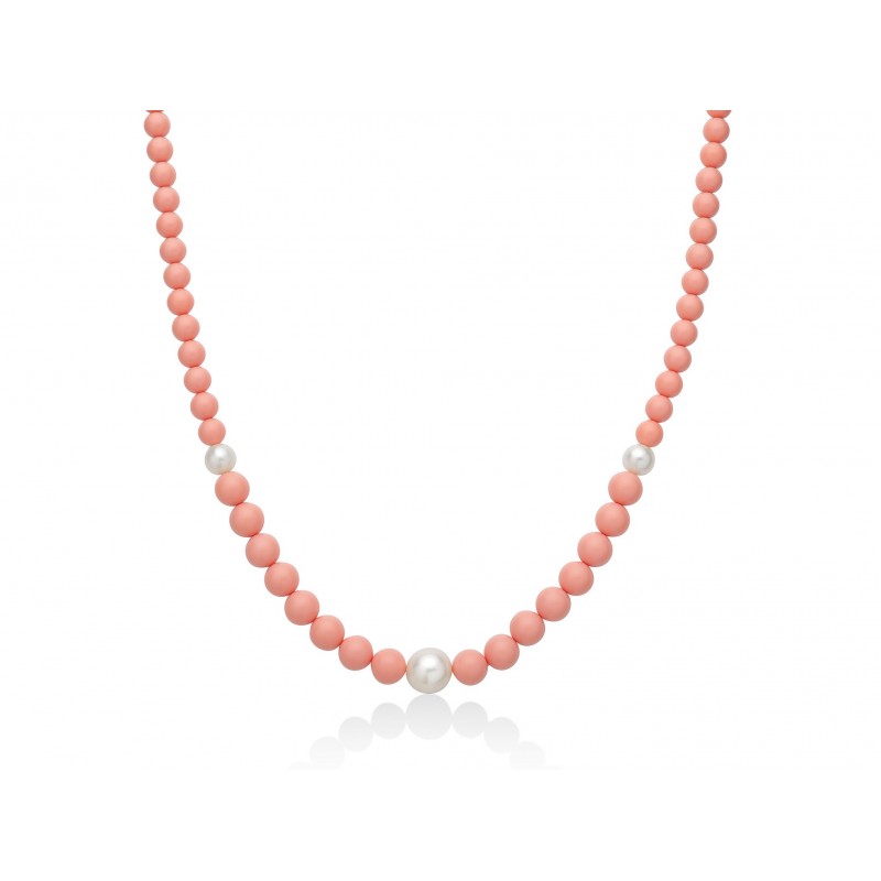 Collana Donna Argento 925 Miluna Pasta Di Corallo Rosa Perle PCL6702